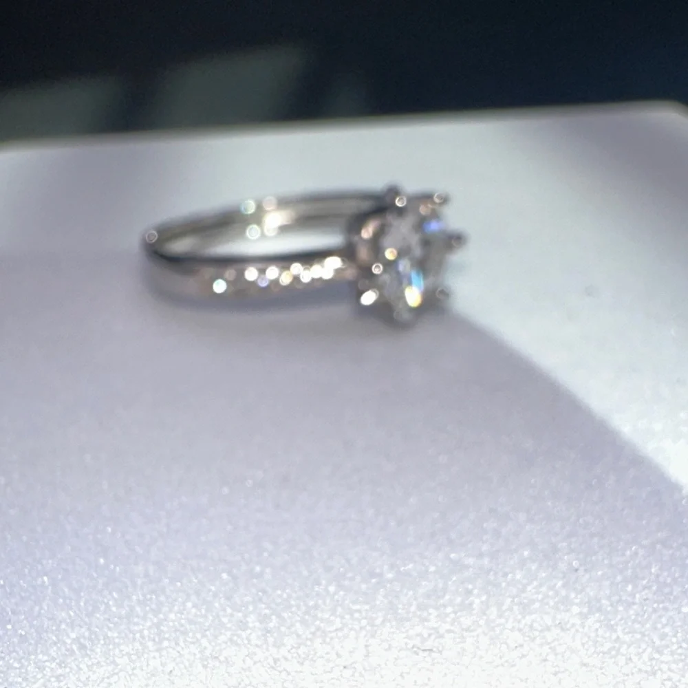 Radiant Silver Solitaire Ring 1 CT Moissanite D Color With GRA - Picture 4 of 6